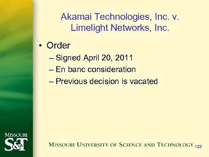 Akamai Technologies, Inc. v. Limelight Networks, Inc. • Order – Signed April 20, 2011