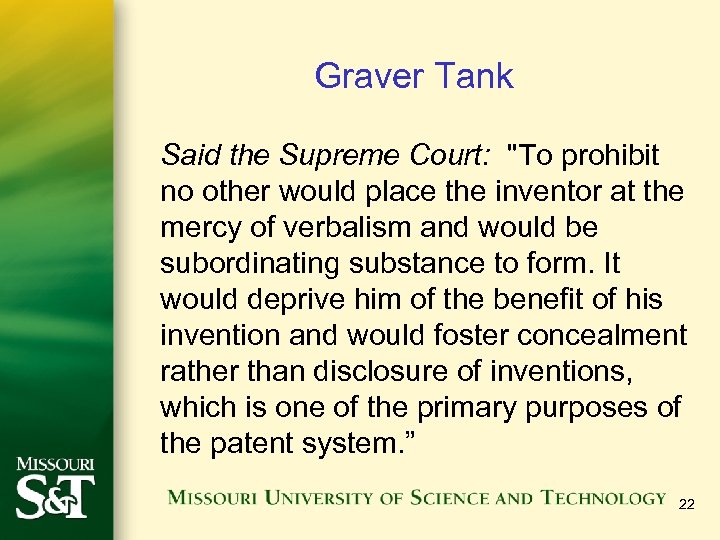 Graver Tank Said the Supreme Court: 