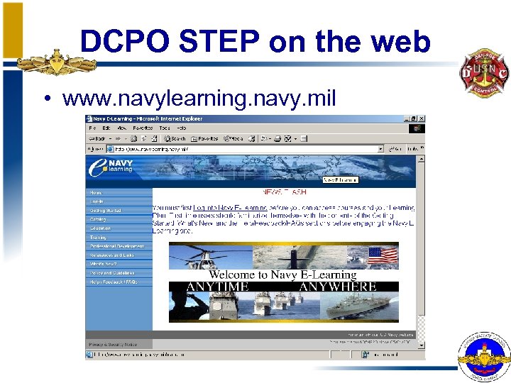 DCPO STEP on the web • www. navylearning. navy. mil 