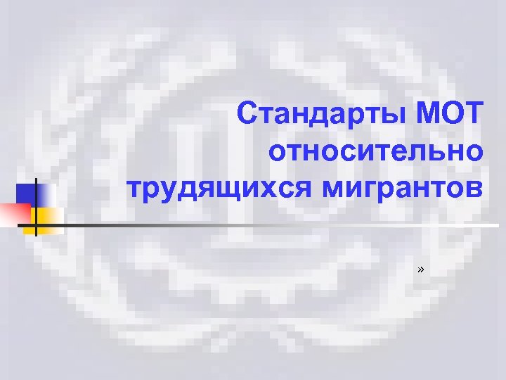 Стандарты МОТ относительно трудящихся мигрантов » 