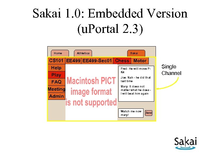 Sakai 1. 0: Embedded Version (u. Portal 2. 3) Home Athletics Sakai CS 101