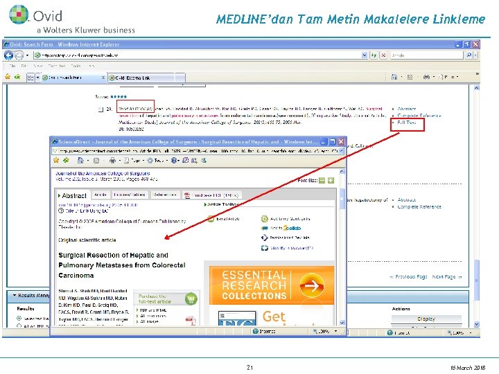 MEDLINE’dan Tam Metin Makalelere Linkleme 21 16 March 2018 