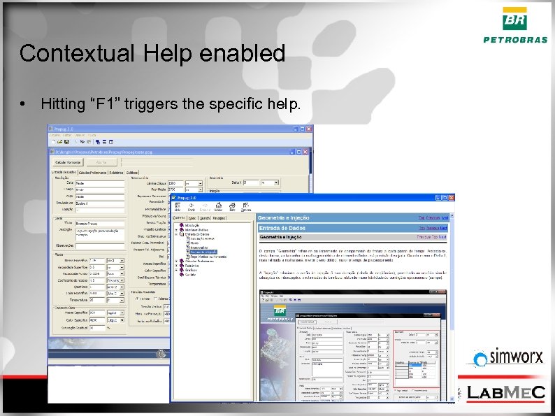 Contextual Help enabled • Hitting “F 1” triggers the specific help. 