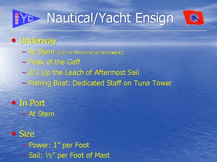 yacht ensign etiquette