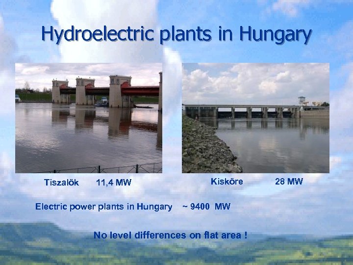 Hydroelectric plants in Hungary Tiszalök 11, 4 MW Electric power plants in Hungary Kisköre