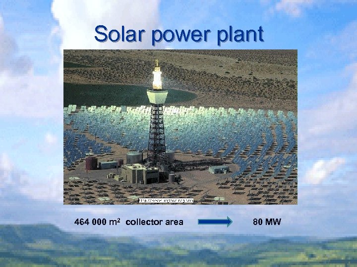 Solar power plant 464 000 m 2 collector area 80 MW 
