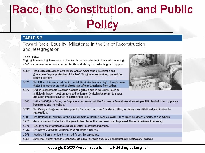 Race, the Constitution, and Public Policy Copyright © 2009 Pearson Education, Inc. Publishing as