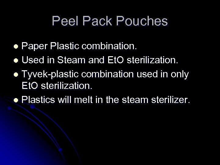 Peel Pack Pouches Paper Plastic combination. l Used in Steam and Et. O sterilization.