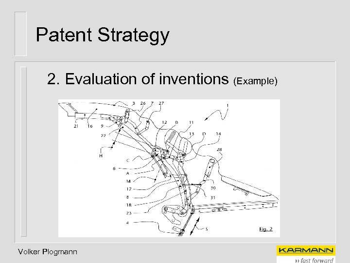 Patent Strategy 2. Evaluation of inventions (Example) Volker Plogmann 