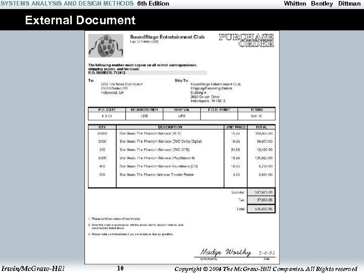 SYSTEMS ANALYSIS AND DESIGN METHODS 6 th Edition Whitten Bentley Dittman External Document Irwin/Mc.