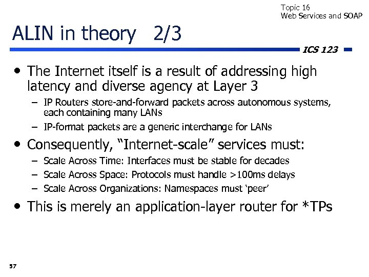 Topic 16 Web Services and SOAP ALIN in theory 2/3 ICS 123 • The