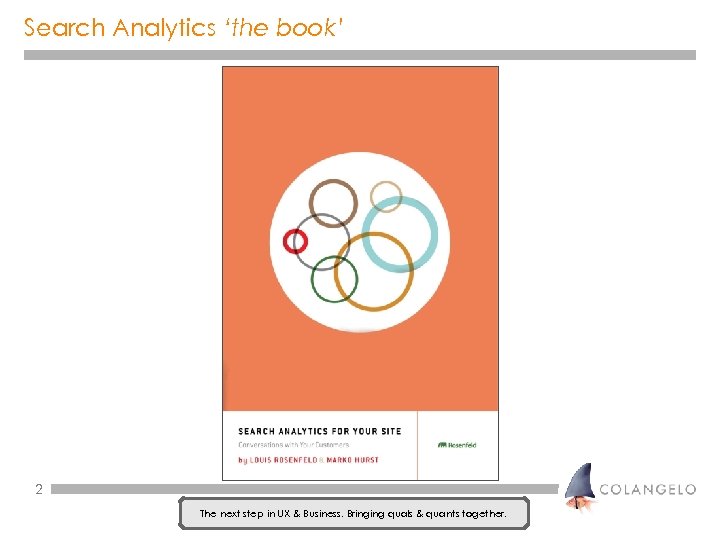 Search Analytics ‘the book’ 2 The next step in UX & Business. Bringing quals