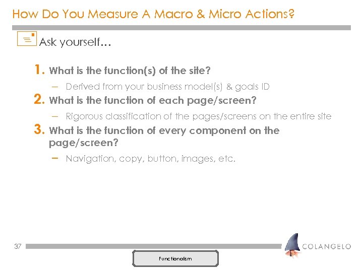 How Do You Measure A Macro & Micro Actions? +Ask yourself… 1. What is