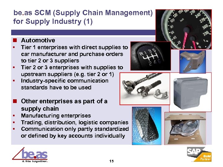 be. as SCM (Supply Chain Management) for Supply Industry (1) n Automotive § §