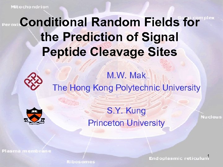 Conditional Random Fields for the Prediction of Signal Peptide Cleavage Sites M. W. Mak