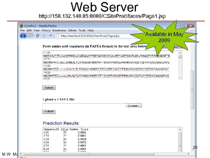 Web Server http: //158. 132. 148. 85: 8080/CSite. Pred/faces/Page 1. jsp Available in May