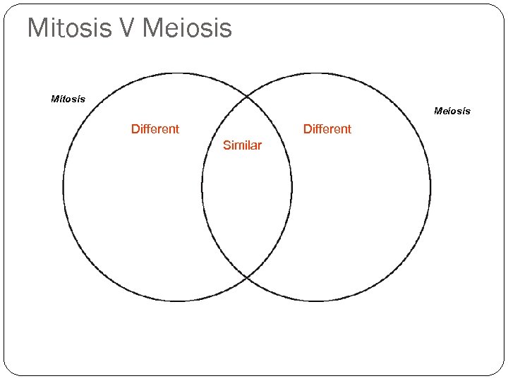 Mitosis V Meiosis Mitosis Meiosis Different Similar 