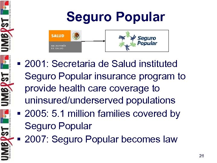 Seguro Popular § 2001: Secretaria de Salud instituted Seguro Popular insurance program to provide