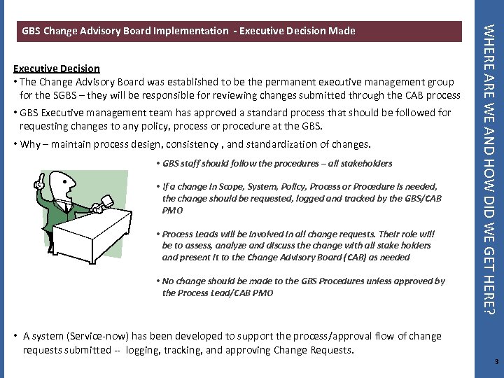 Executive Decision • The Change Advisory Board was established to be the permanent executive