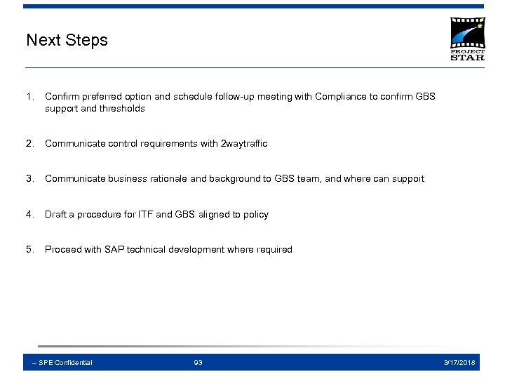 Next Steps 1. Confirm preferred option and schedule follow-up meeting with Compliance to confirm