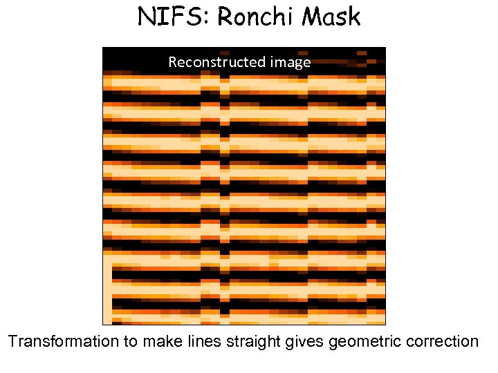 NIFS: Ronchi Mask Reconstructed image Transformation to make lines straight gives geometric correction 