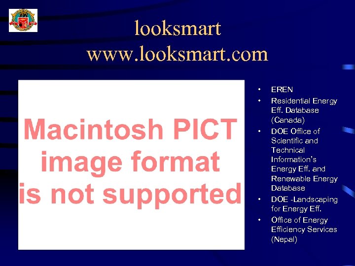looksmart www. looksmart. com • • • EREN Residential Energy Eff. Database (Canada) DOE