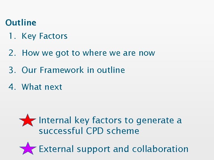 Outline 1. Key Factors 2. How we got to where we are now 3.
