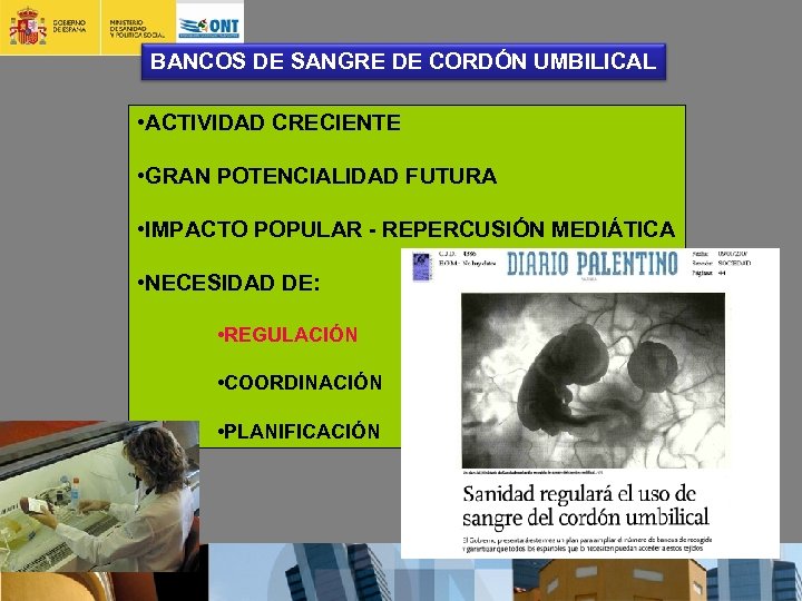 BANCOS DE SANGRE DE CORDÓN UMBILICAL • ACTIVIDAD CRECIENTE • GRAN POTENCIALIDAD FUTURA •