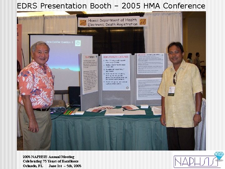 EDRS Presentation Booth – 2005 HMA Conference 2008 NAPHSIS Annual Meeting Celebrating 75 Years