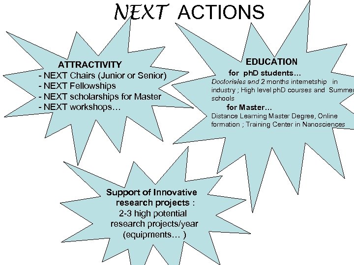 NEXT ACTIONS ATTRACTIVITY - NEXT Chairs (Junior or Senior) - NEXT Fellowships - NEXT