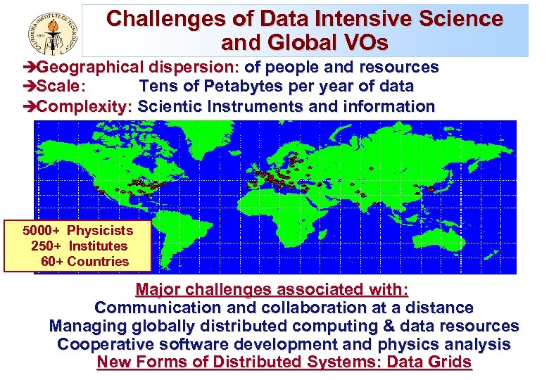 Challenges of Data Intensive Science and Global VOs èGeographical dispersion: of people and resources