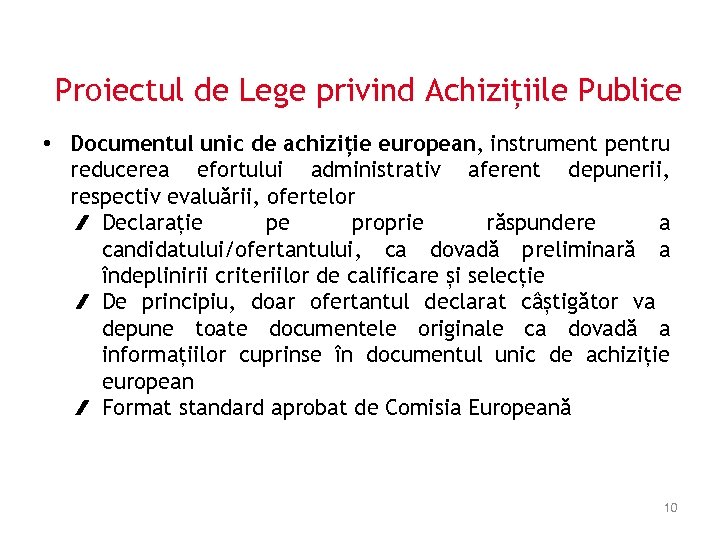 Proiectul de Lege privind Achizițiile Publice • Documentul unic de achiziție european, instrument pentru