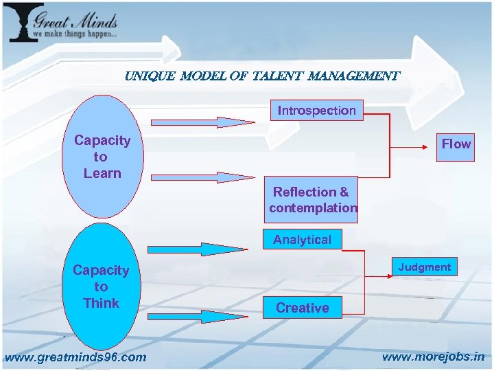 UNIQUE MODEL OF TALENT MANAGEMENT Introspection Capacity to Learn Flow Reflection & contemplation Analytical