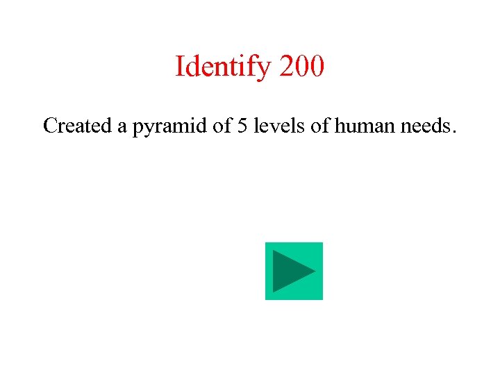 Identify 200 Created a pyramid of 5 levels of human needs. 