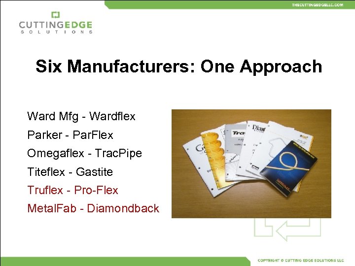 Six Manufacturers: One Approach Ward Mfg - Wardflex Parker - Par. Flex Omegaflex -