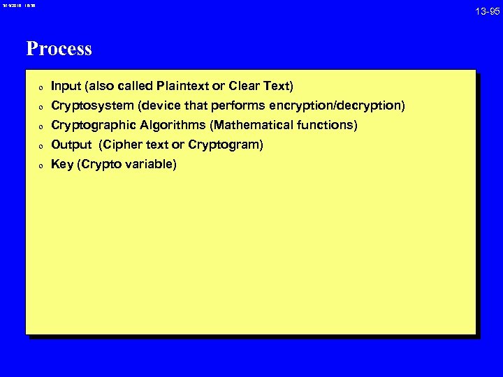 3/15/2018 16: 38 Process 0 Input (also called Plaintext or Clear Text) 0 Cryptosystem