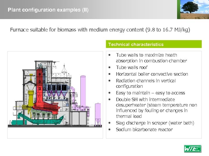 Plant configuration examples (II) Furnace suitable for biomass with medium energy content (9. 8