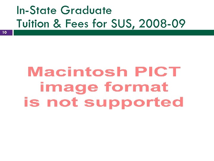 10 In-State Graduate Tuition & Fees for SUS, 2008 -09 