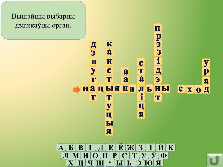 Вышэйшы выбарны дзяржаўны орган. п р э д к з э а п н