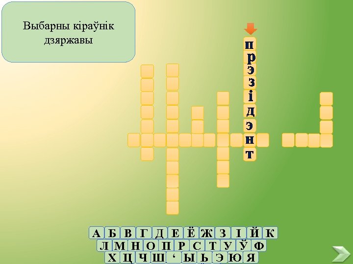 Выбарны кіраўнік дзяржавы п р э з і д э н т А Б