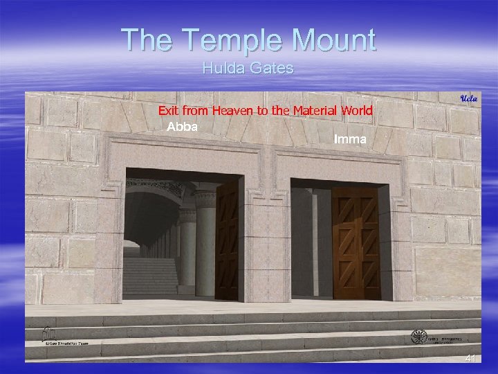 The Temple Mount Hulda Gates Exit from Heaven to the Material World Abba Imma