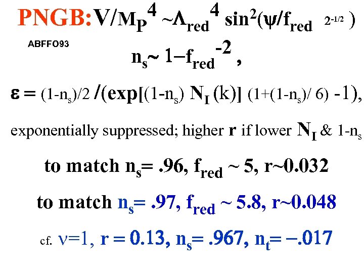 4 ~L 4 sin 2 y/f PNGB: V/MP red ABFFO 93 -2 , n