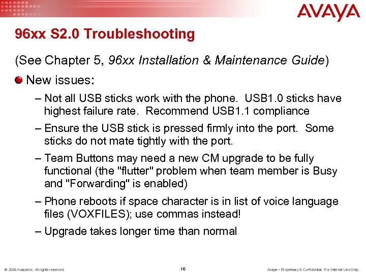 96 xx S 2. 0 Troubleshooting (See Chapter 5, 96 xx Installation & Maintenance