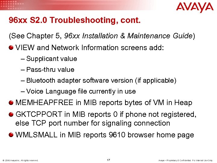 96 xx S 2. 0 Troubleshooting, cont. (See Chapter 5, 96 xx Installation &