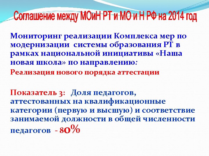 Мониторинг реализации Комплекса мер по модернизации системы образования РТ в рамках национальной инициативы «Наша