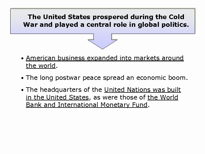 The United States prospered during the Cold War and played a central role in