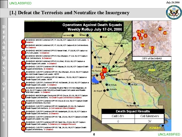 July 26 2006 UNCLASSIFIED [1. ] Defeat the Terrorists and Neutralize the Insurgency D