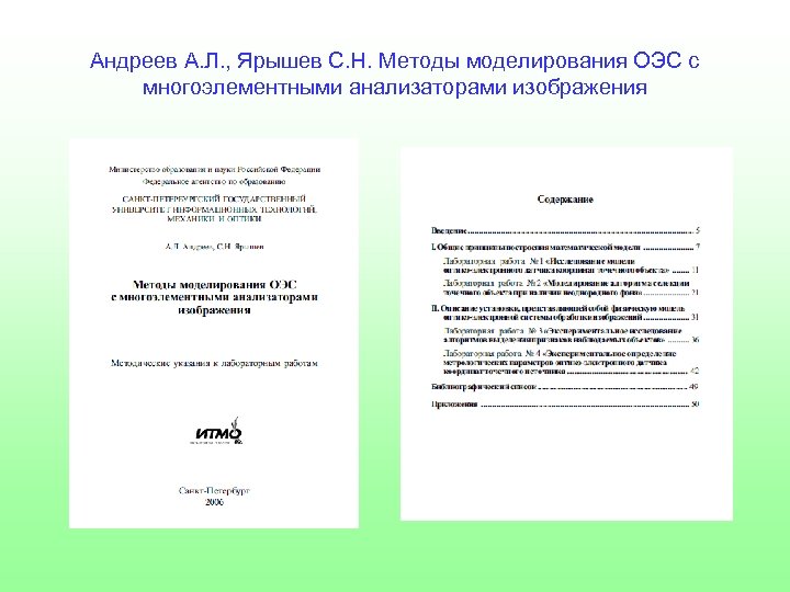 Андреев А. Л. , Ярышев С. Н. Методы моделирования ОЭС с многоэлементными анализаторами изображения