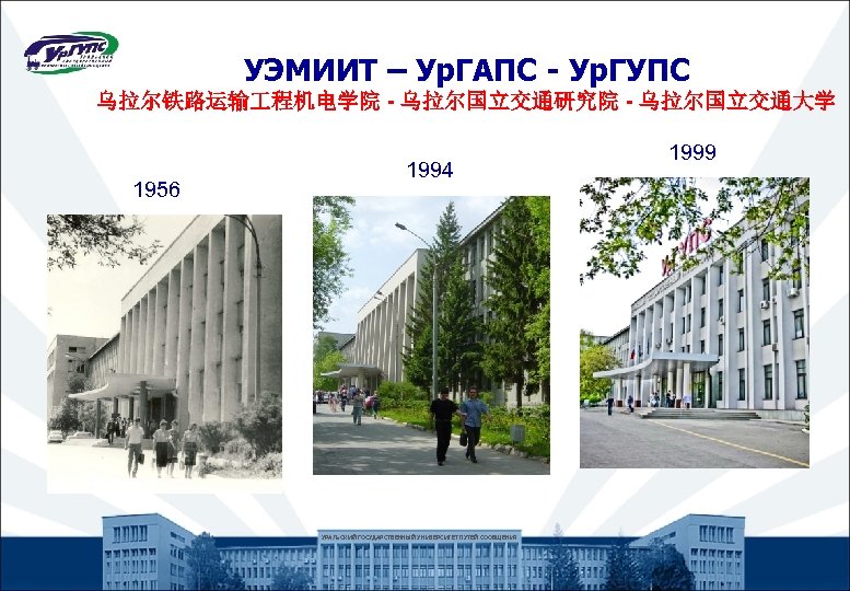 УЭМИИТ – Ур. ГАПС - Ур. ГУПС 乌拉尔铁路运输 程机电学院 - 乌拉尔国立交通研究院 - 乌拉尔国立交通大学 1956