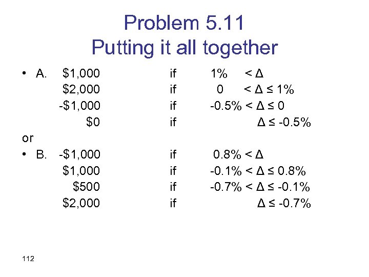 Problem 5. 11 Putting it all together • A. $1, 000 $2, 000 -$1,